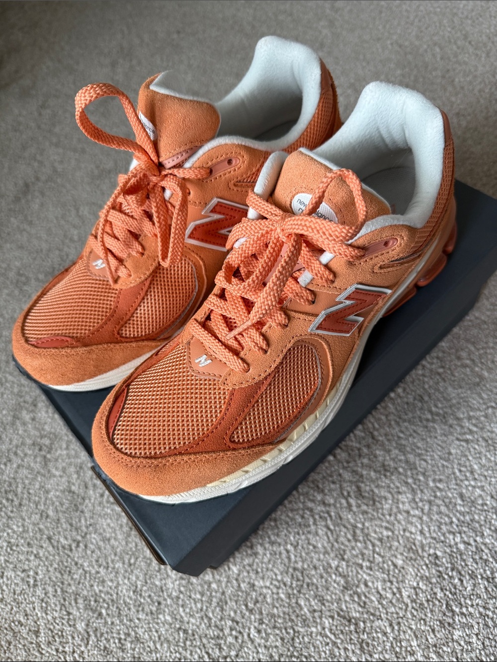 New Balance 2002R Orange Suede & Mesh Running Sneakers